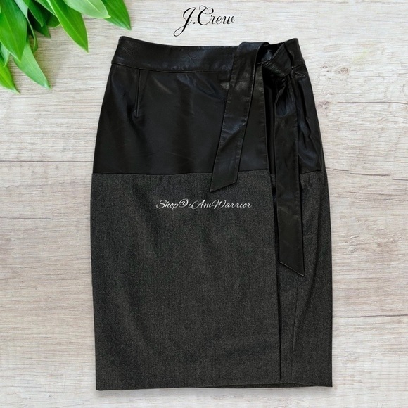 J.Crew Collection RARE nappa leather & wool flannel wrap skirt *shop@iamwarrior - Picture 4 of 12